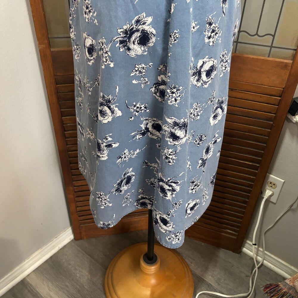 Vintage S.L. Petites Chic Chambray Floral Print Knee Length Dress Size 14 - Picture 8 of 15
